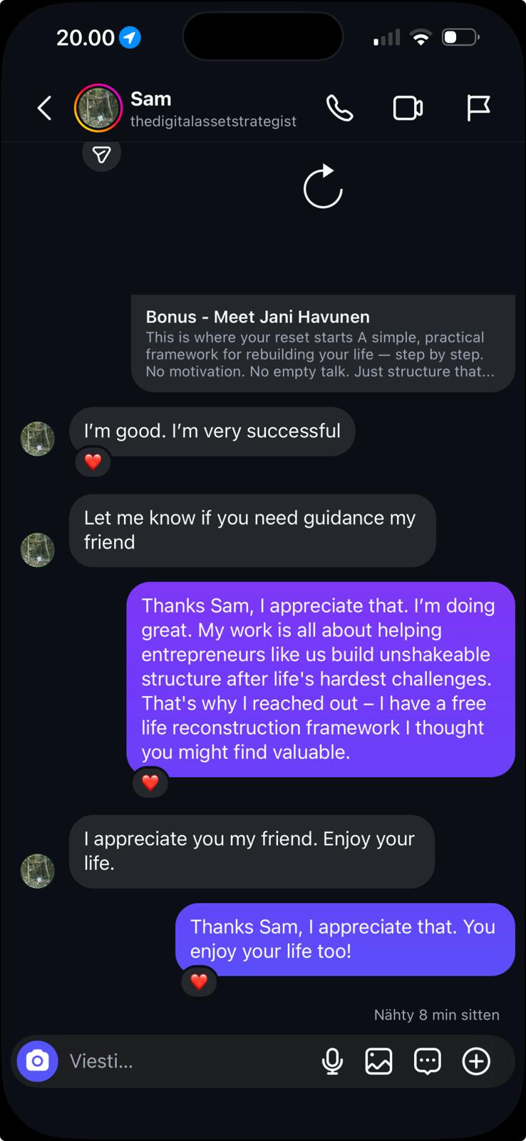 DM conversation handled by AI Setter